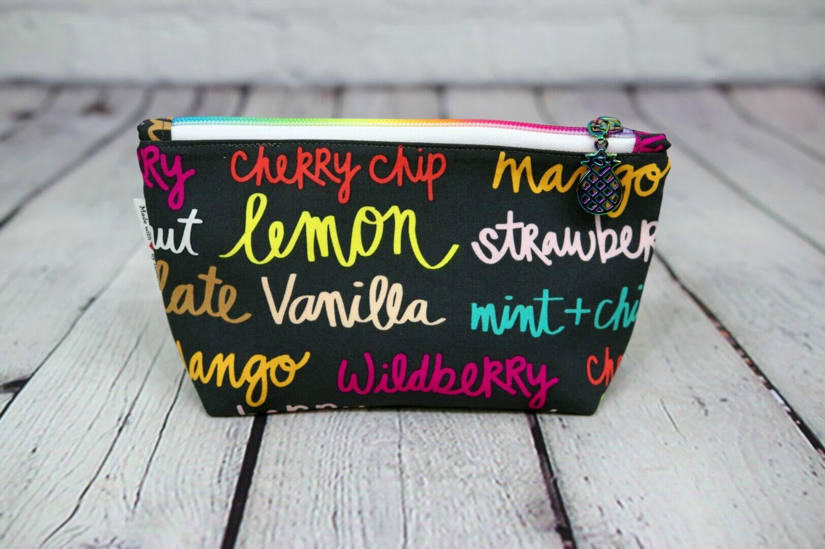 Flavor of the Day/ with colorful zipper tape and pineapple rainbow zipper pull